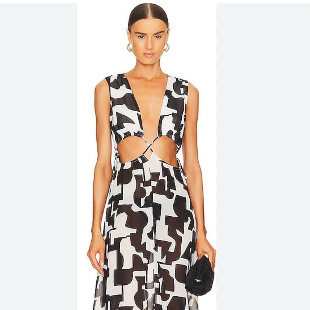 Milly cabana modern geometric cutout maxi dress